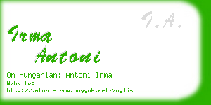 irma antoni business card